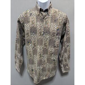Vintage Salty Dog Men’s Medium Poplin Paisley Fishing Button Up Long Sleeve